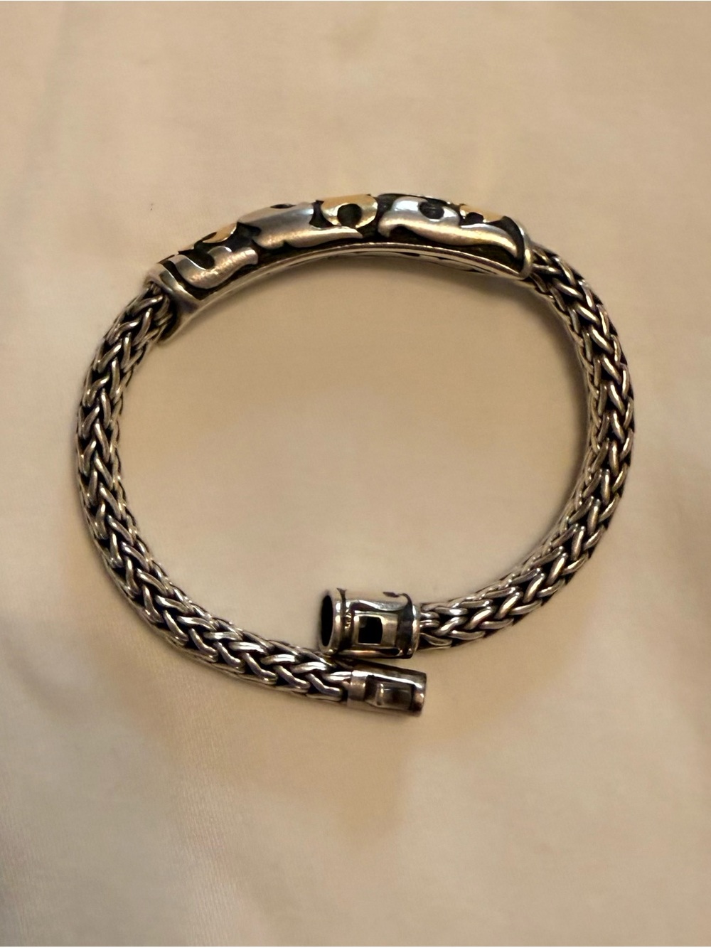 John Hardy Sterling Silver and Gold Accent Woven Bracelet - Picture 5 of 6